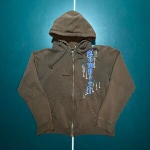 Vintage Y2K Brown Cowgirl full zip hoodie sweatshirt grunge size women's XL